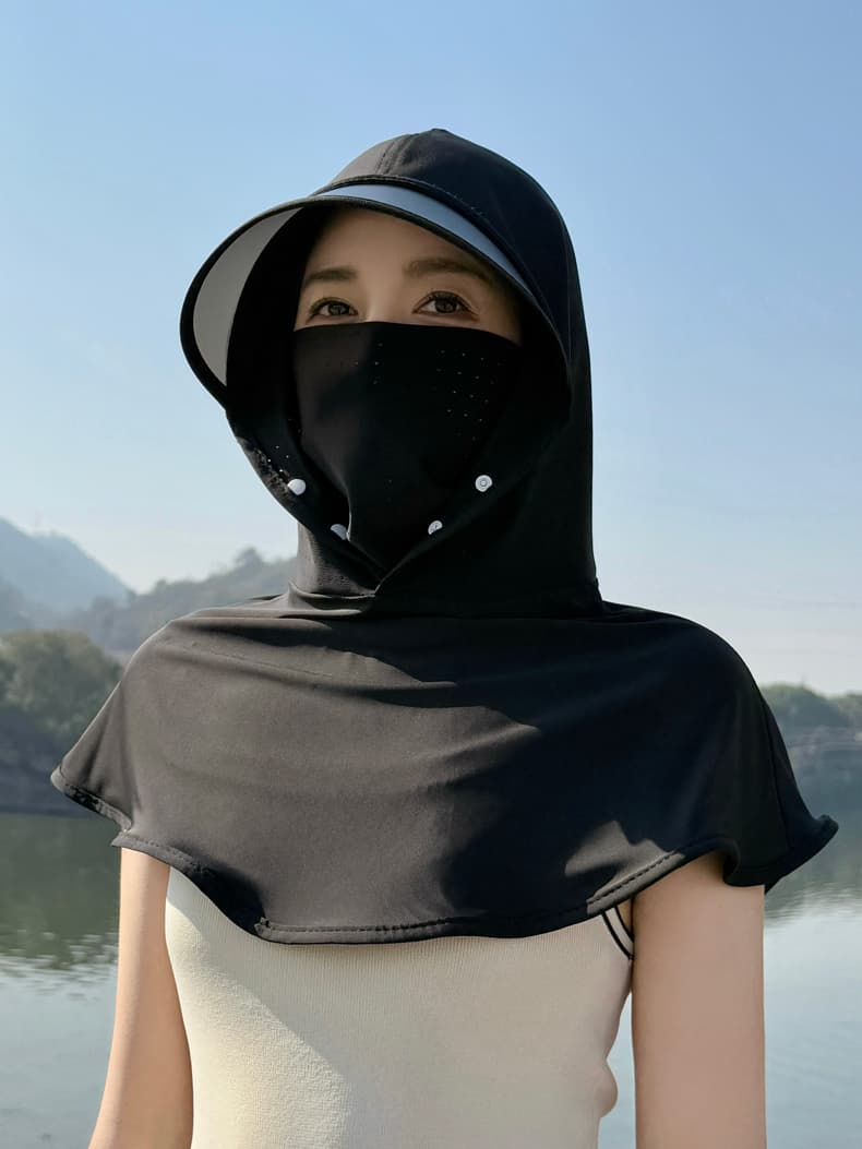 日焼け対策グッズ 全方位カバー 遮光フェイスガード