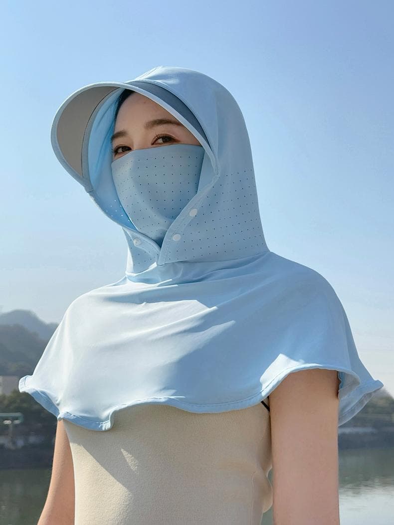 日焼け対策グッズ 全方位カバー 遮光フェイスガード