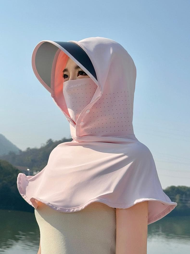 日焼け対策グッズ 全方位カバー 遮光フェイスガード